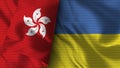 Ukraine and Hong Kong Realistic Flag Ã¢â¬â Fabric Texture Illustration Royalty Free Stock Photo