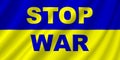 Ukraine. Illustration of the flag of Ukraine with ripples. Written text, Stop War.