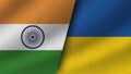Ukraine and India Realistic Two Flags Together