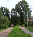 Ukraine, Ivano-Frankivsk region, Dolyna, pavement and trail