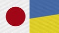 Ukraine and Japan Two Half Flags Together