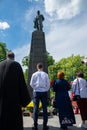 Ukraine, Kanev -May 23, 2021:Honoring the memory of the outstanding figure of Ukraine Taras Shevchenko on Tarasova Hill in Kaniv