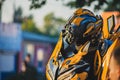 Ukraine, Kanev - September 11, 2021: Autobot close-up. Transformer at a children`s party