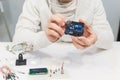 Smart microcontroller arduino uno modern concept. Royalty Free Stock Photo