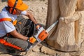 Ukraine. Khmelnitsky. August 31, 2019. Open championship for cutting figures from a wood chainsaw