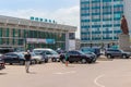 Ukraine. Khmelnytsky, June 2021. Square near the railway station with a monument to Bohdan Khmelnytsky