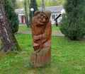 Ukraine, Khmilnyk, sanatorium Birch grove, park design, wooden dwarf sculpture