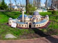 A miniature copy of the Ar-Rahma Mosque in the park `Kiev in Miniature`