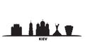 Ukraine, Kiev city skyline isolated vector illustration. Ukraine, Kiev travel black cityscape