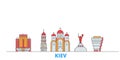 Ukraine, Kiev line cityscape, flat vector. Travel city landmark, oultine illustration, line world icons