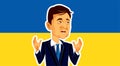 Ukraine, Kiev, 28 February 2022, Cartoon Portrait of Ukraine President Volodymyr Zelensky