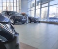 Ukraine Kiev February 25, 2018 new cars interior elegant style concept in the presentation Volkswagen Motor Show