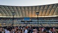 Ukraine, Kiev - June 1, 2019: a large crowd of spectators having fun at the Olympic stadium in Kiev, at a concert of the popular Royalty Free Stock Photo