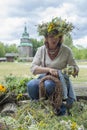 Ukraine, Kiev, Park Pirogovo. Celebration of the pagan festival of Ivan Kupala. July 7, 2017: A beautiful woman in a