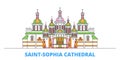 Ukraine, Kiev, Saint Sophia Cathedral line cityscape, flat vector. Travel city landmark, oultine illustration, line Royalty Free Stock Photo