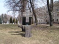 Ukraine. Kiev. Sculpture of stone crucifixion inSt. Michael's Golden-Domed Monastery