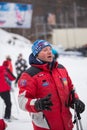 Ukraine, Kiev ski resort Protasov Yar January 25, 2015. The ski slope. Ski school Caucasian portrait man. Instructor. Trainer trai