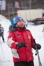 Ukraine, Kiev ski resort Protasov Yar January 25, 2015. The ski slope. Ski school Caucasian portrait man. Instructor. Trainer trai