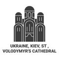 Ukraine, Kiev, St Volodymyr's Cathedral travel landmark vector illustration