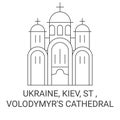 Ukraine, Kiev, St Volodymyr's Cathedral travel landmark vector illustration