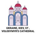 Ukraine, Kiev, St Volodymyr's Cathedral travel landmark vector illustration