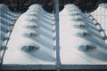 Ukraine, Kiev - 2019: Ukrainian Olympic Stadium in Europe, roof construction element and high clouds in the sky. Cityscape