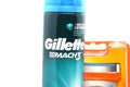 Ukraine, Kremenchug - January, 2020: Gillette Shaving Gel on white background. Gillette is an brand of safety razors.