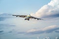 Ukraine, Kyiv - August 18, 2021: The plane Antonov 225 AN-225 Mriya fly, the biggest airplane in the world taking off