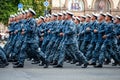 Airborne forces. Ukrainian military. There is a detachment of rescuers. Rescuers. The military system is marching in the Royalty Free Stock Photo