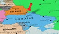 Ukraine, Kyiv - capital city pinned on political map