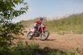 Ukraine, Kyiv, 06.06.2020. First step Golosievo-MX Pyrohiv-Kyiv Extreme Motocross MX Rider riding on dirt track