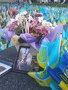 Ukraine, Kyiv: Flags of Ukraine in the center of Kyiv in memory of the fallen defenders of Ukraine