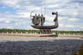 Ukraine, Kyiv - July 23, 2020: Landmark Monument to the founders of Kyiv - Khoriv, Kiy, Schek and sister Lybid. Statue of Kyi, Royalty Free Stock Photo