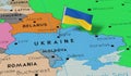 Ukraine, Kyiv - national flag pinned on political map