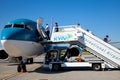 Ukraine, Kyiv - Zhuliany airport. Airplane Boeing 737-4K5 Jonika airline plane. Aircraft UR-CSV ready to fly.