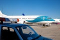 Ukraine, Kyiv - Zhuliany airport. Airplane Boeing 737-4K5 Jonika airline plane. Aircraft UR-CSV ready to fly.