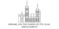 Ukraine, Lviv, The Church Of Sts. Olha , And Elizabeth travel landmark vector illustration