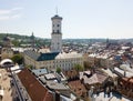 Ukraine, Lviv city center, old architecture, drone photo, bird`s eye view