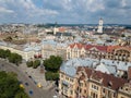 Ukraine, Lviv city center, old architecture, drone photo, bird`s eye view