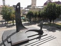 Ukraine, Lviv city center, old architecture, drone photo, bird`s