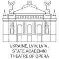 Ukraine, Lviv, Lviv , State Academic Theatre Of Opera travel landmark vector illustration