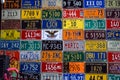 Ukraine, Lviv - May, 2019: Car license plates in retro garage.