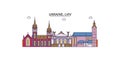 Ukraine, Lviv tourism landmarks, vector city travel illustration