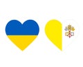 Ukraine And Vatican Flags National Europe Emblem Heart Icons Vector