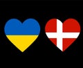 Ukraine And Danemark Flags National Europe Emblem Heart Icons Vector Royalty Free Stock Photo