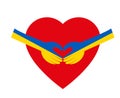 Ukraine National Europe Flag Hands Emblem With Heart