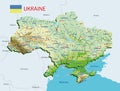 Topographic map of Ukraine. Atlas of Ukraine with rivers, lakes, seas, mountains and plains Royalty Free Stock Photo