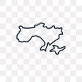 Ukraine map vector icon isolated on transparent background, line