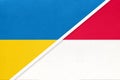 Ukraine and Monaco, symbol of country. Ukrainian vs Monacan national flags