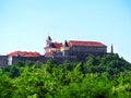 Palanok Castle on a hill in Mukachevo. Beautiful landscape with the medieval Mukachevo Castle on Royalty Free Stock Photo